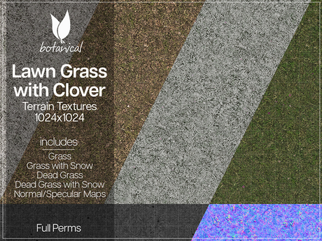 Second Life Marketplace - Botanical Lawn Grass with Clover Terrain Textures